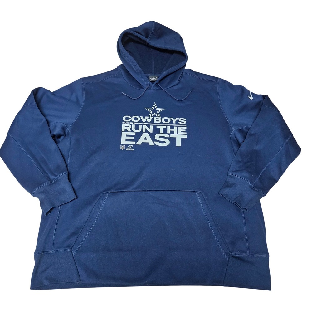 Nike Dallas Cowboys Hoodie Mens XXL Navy Blue Dri-FIT NFL Division Champions